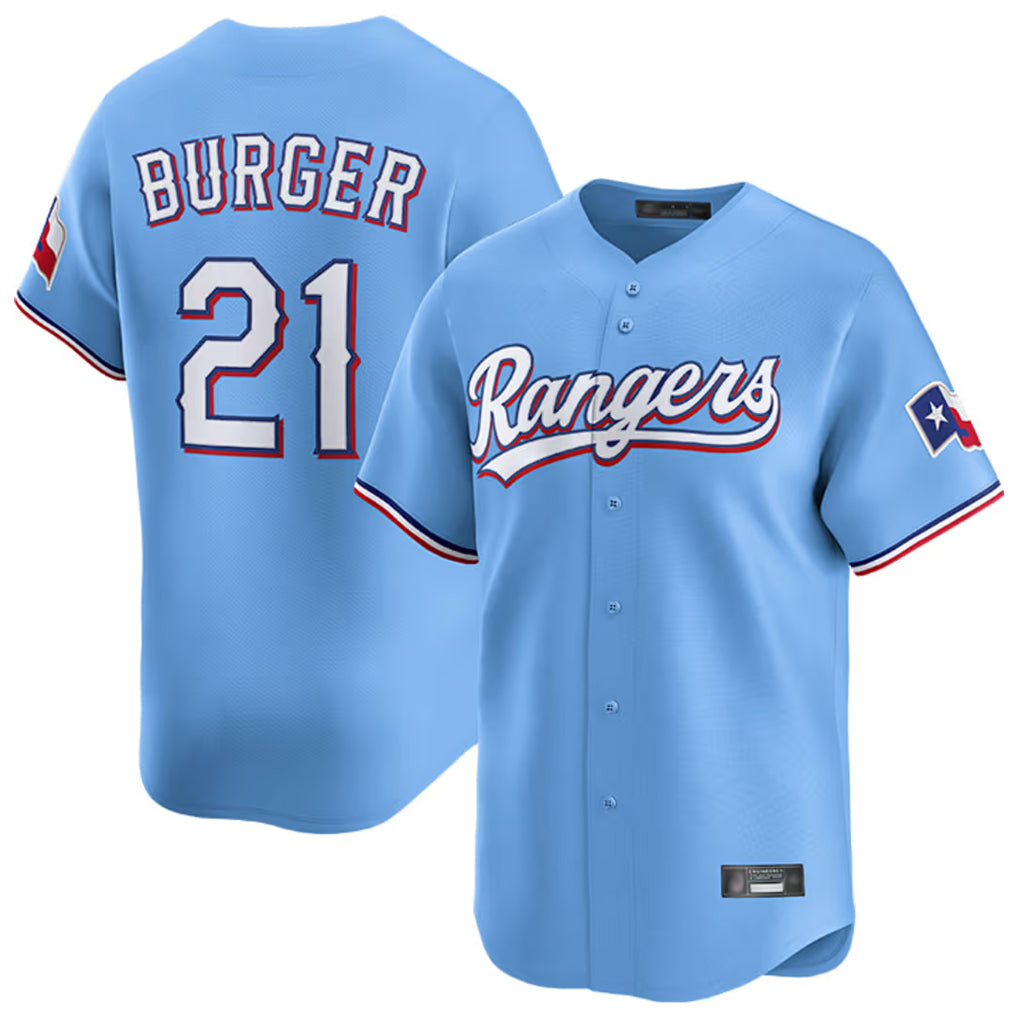 T.Rangers #21 Jake Burger Player Light Blue Home Limited Jdoa Stitched Jerseys