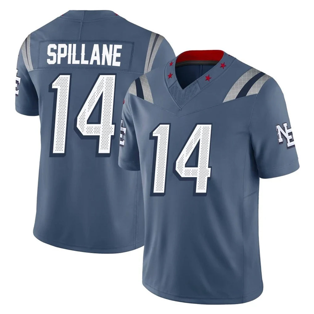 NE.Patriots #14 Robert Spillane Player Blue Limited Rivalries Collection Home Game Jdoa Stitched Jerseys