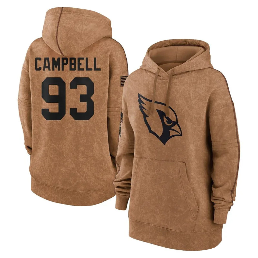 Jdoa A.Cardinals #93 Calais Campbell Player Brown Salute To Service Limited Hoodies  Stitched Jerseys