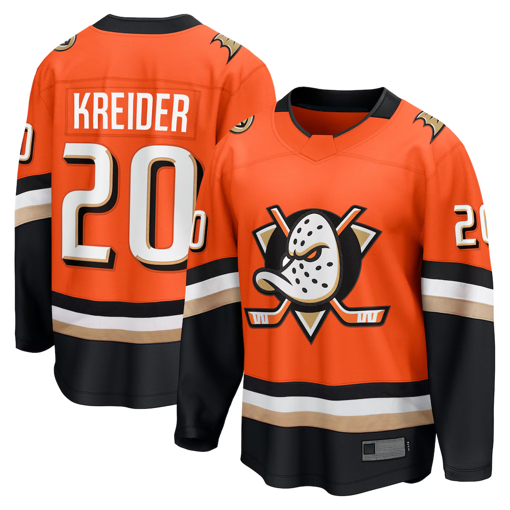 Jdoa A.Ducks #20 Chris Kreider Orange Home Breakaway Jerseys