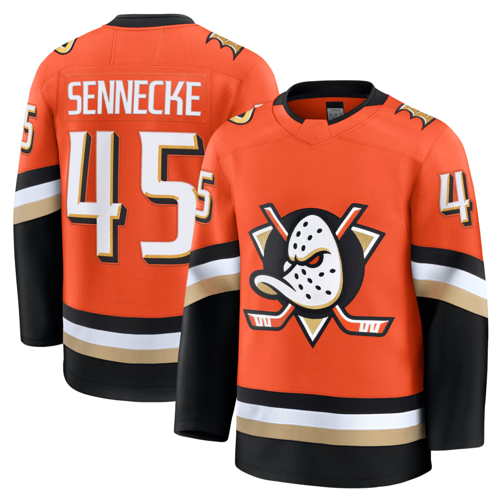 Jdoa A.Ducks #45 Beckett Sennecke Orange Home Premium Jerseys