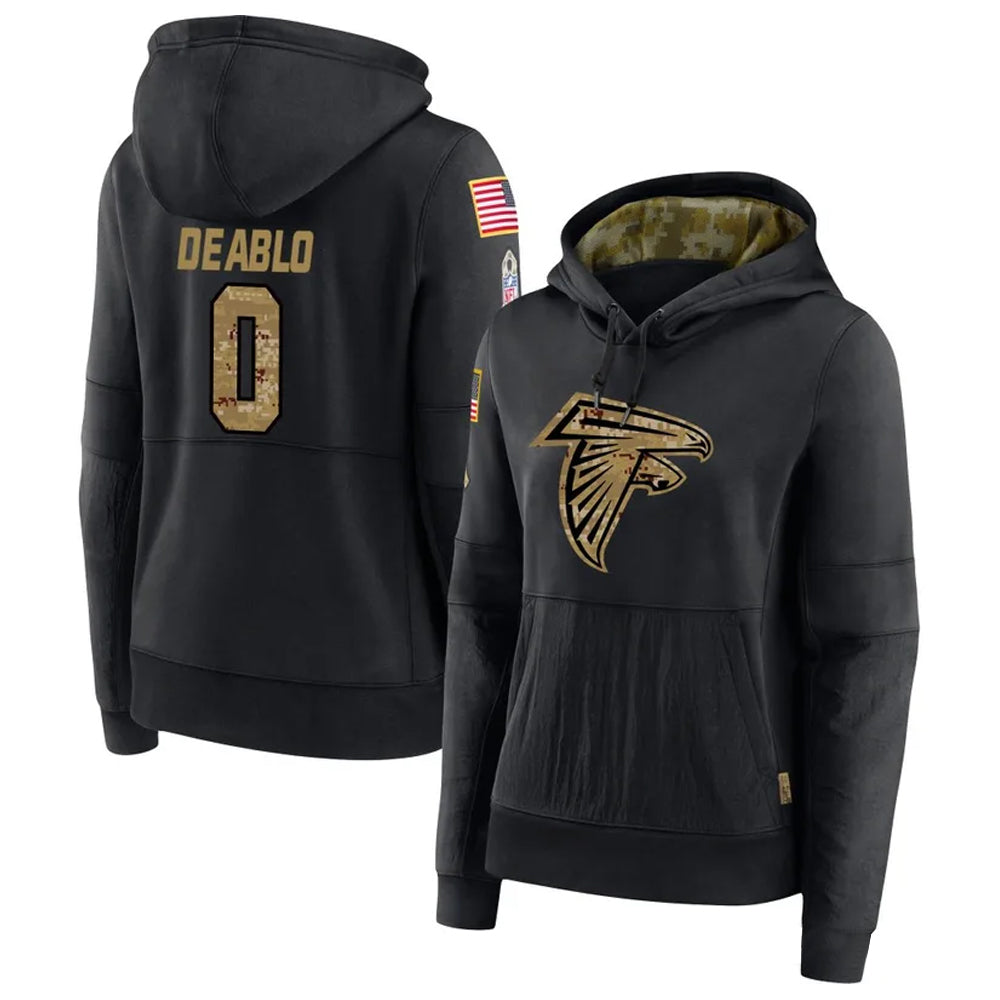 Jdoa A.Falcons #0 Divine Deablo Player Black Salute to Service Hoodies Stitched Jerseys