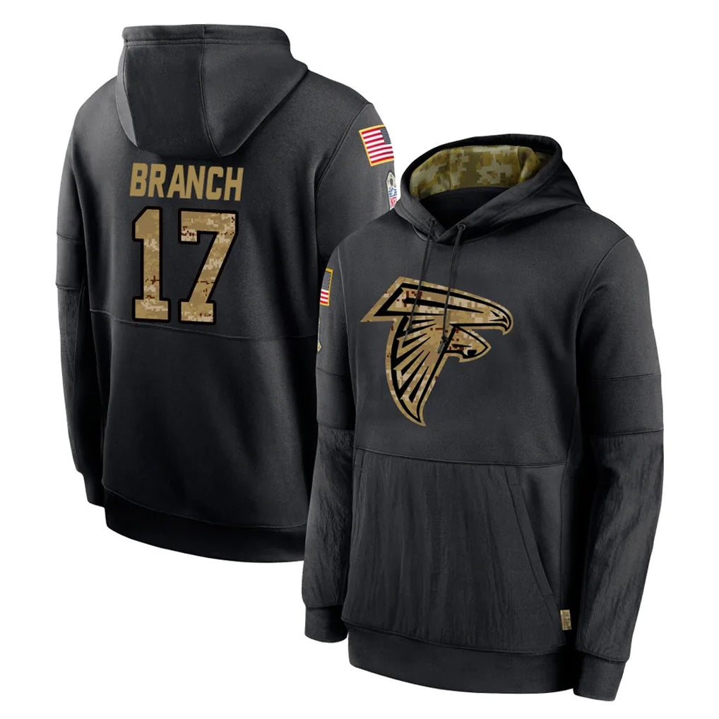 Jdoa A.Falcons #17 Zachariah Branch Player Black Salute to Service Limited Black Hoodie Stitched Jerseys