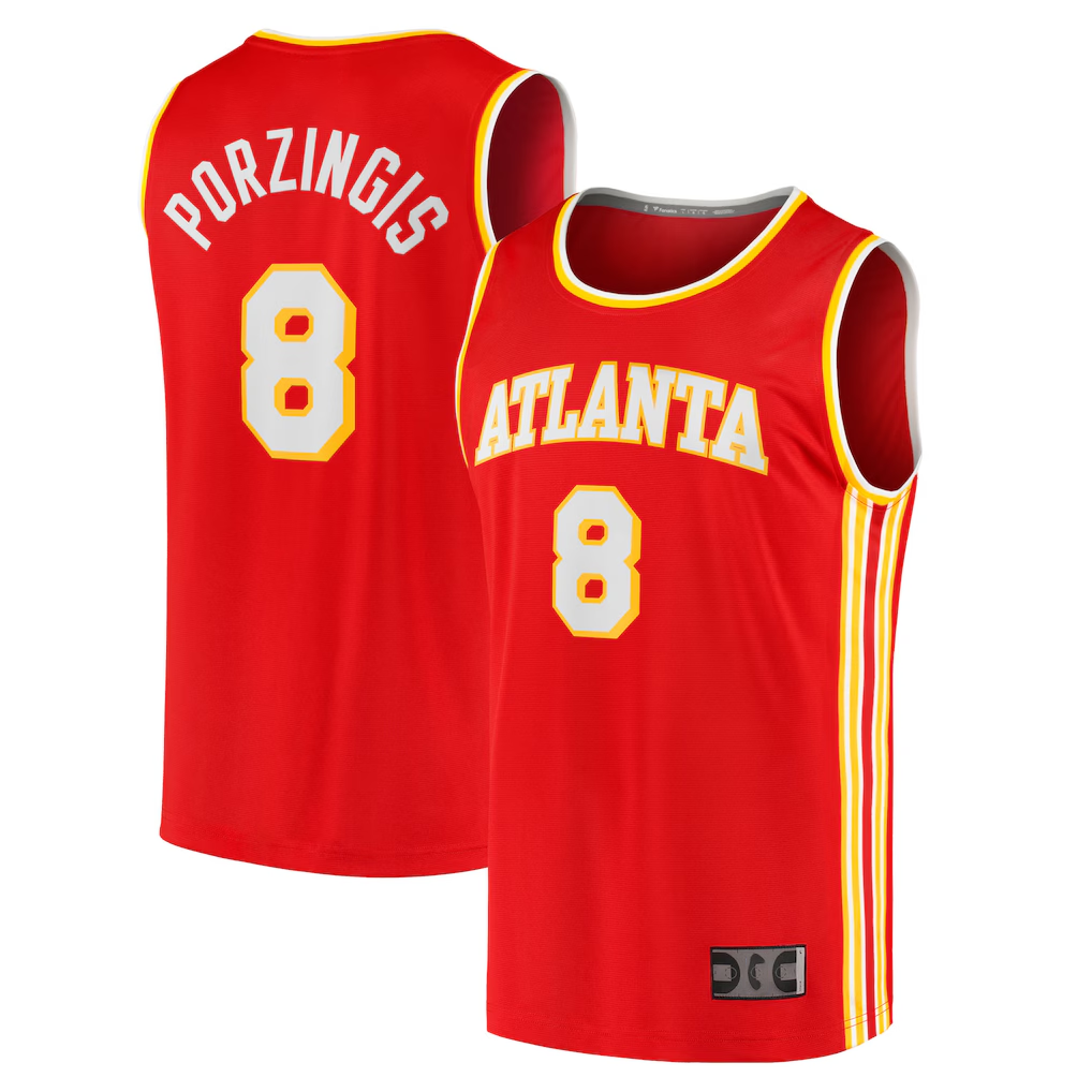 Jdoa A.Hawks #8 Kristaps Porzi??is Red Fast Break Replica Jerseys - Icon Edition