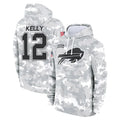 Jdoa B.Bills #12 Jim Kelly Player Arctic Camo Salute to Service Hoodies Limited Stitched Jerseys