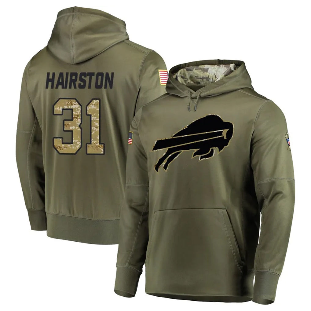 Jdoa B.Bills #31 Maxwell Hairston Player Olive Salute to Service Hoodies Game Stitched Jerseys