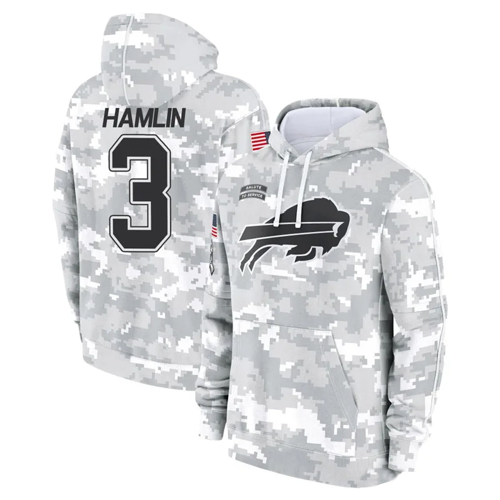 Jdoa B.Bills #3 Damar Hamlin Player Arctic Camo Salute to Service Hoodies Game Stitched Jerseys