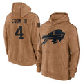 Jdoa B.Bills #4 James Cook III Player Brown Salute to Service Hoodies Stitched Jerseys