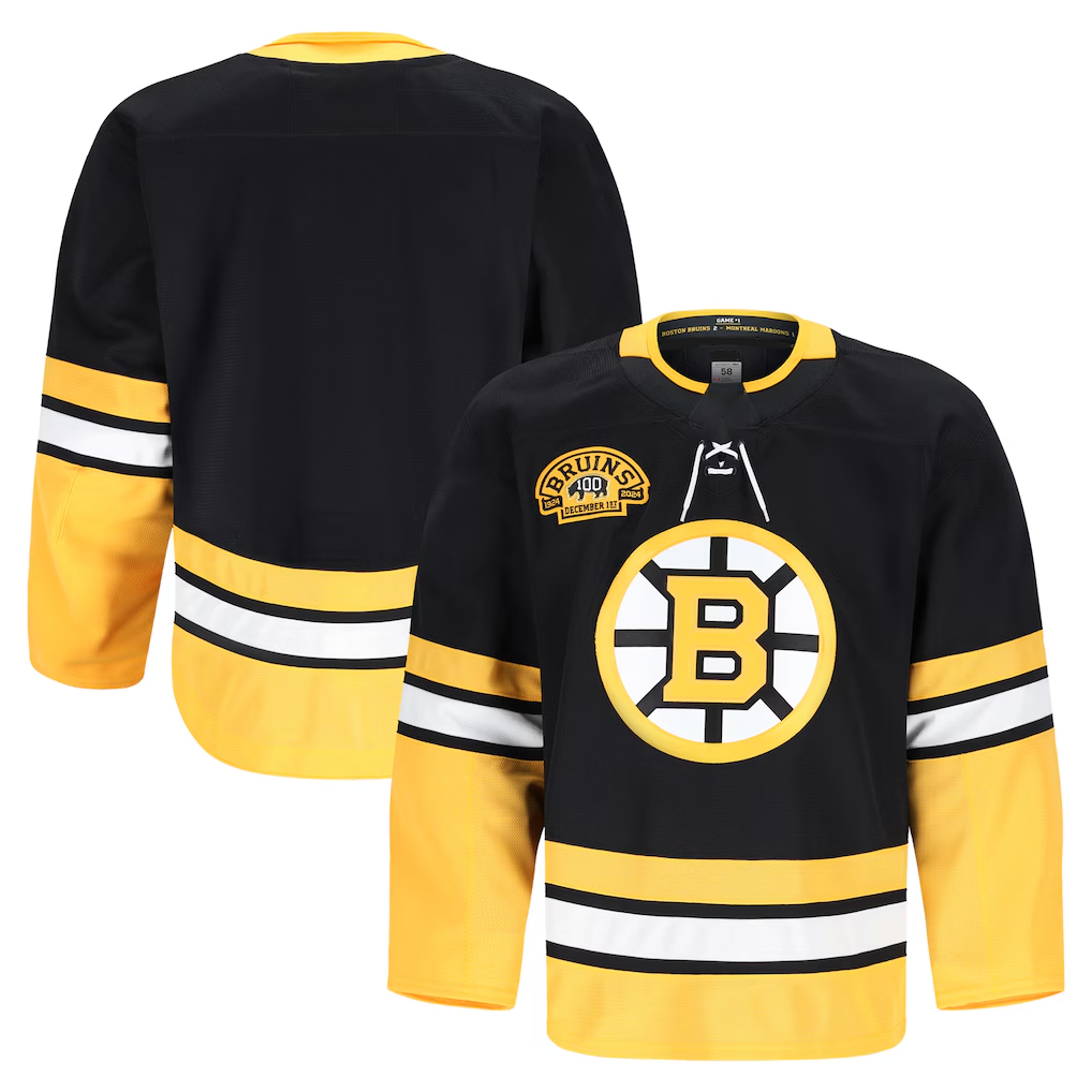 Jdoa B.Bruins Black 100th Anniversary Authentic Pro Stitched Jerseys