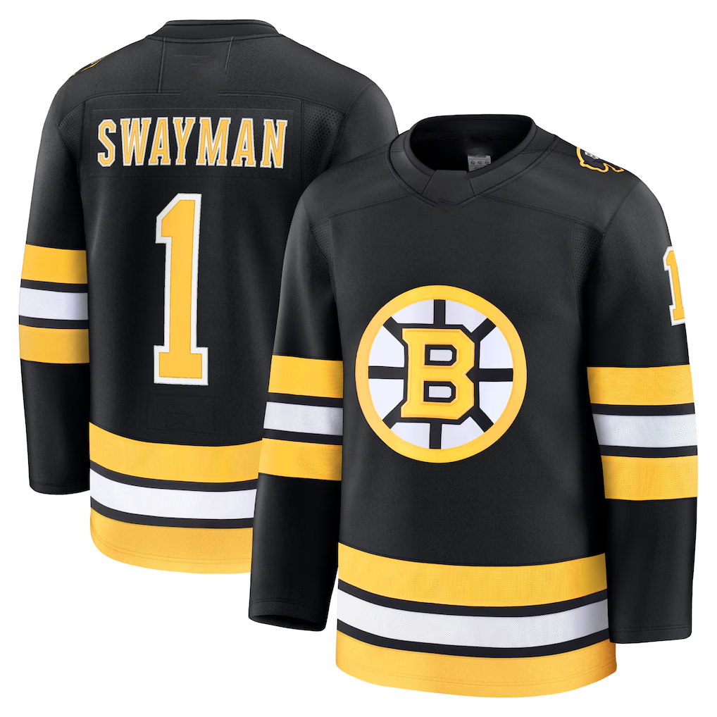 Jdoa B.Bruins #1 Jeremy Swayman Black Home Premium Stitched Jerseys