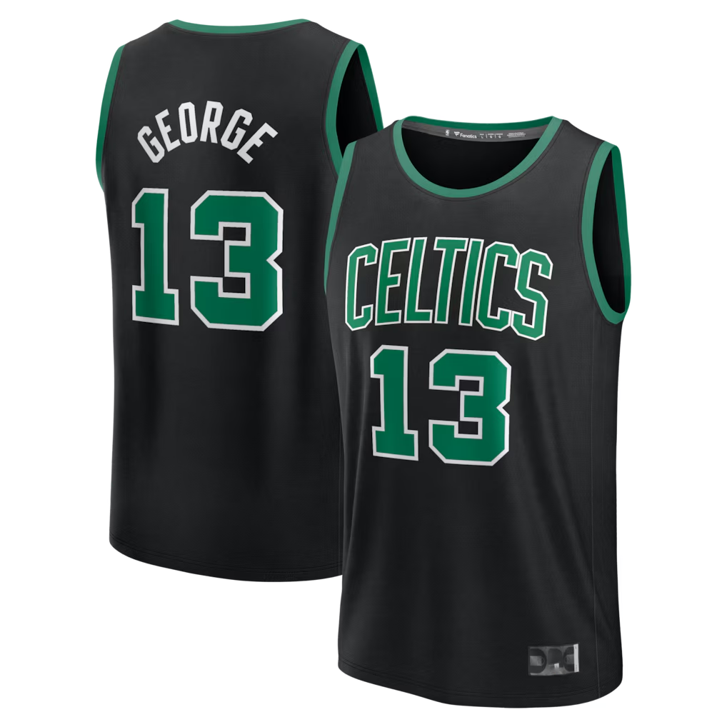 Xdoa B.Celtics #13 Paul George Black Fast Break Replica Jerseys - Statement Edition