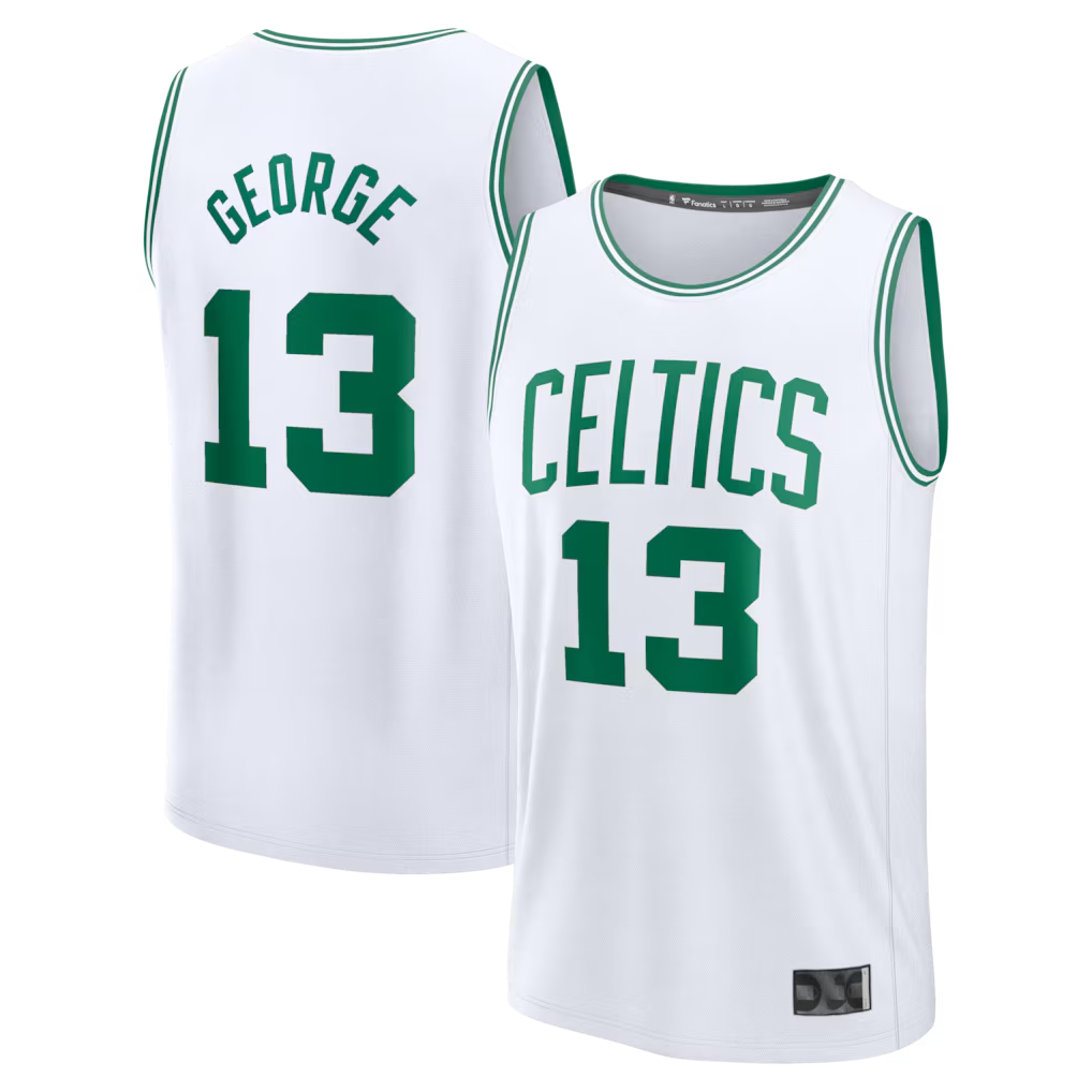 Xdoa B.Celtics #13 Paul George  White Fast Break Replica Jerseys - Association Edition