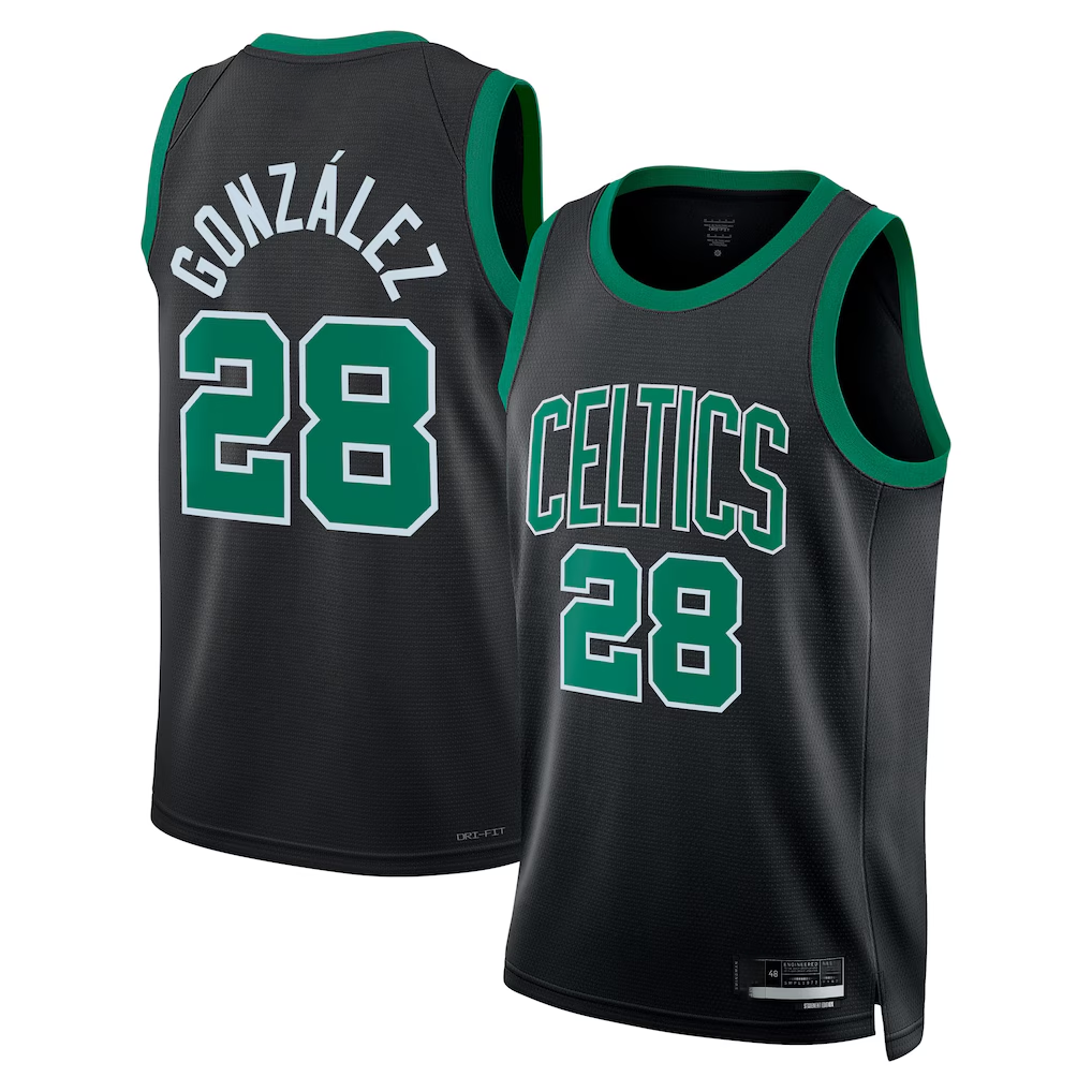 Xdoa B.Celtics #28 Hugo Gonz¨¢lez Black Swingman Jerseys - Statement Edition