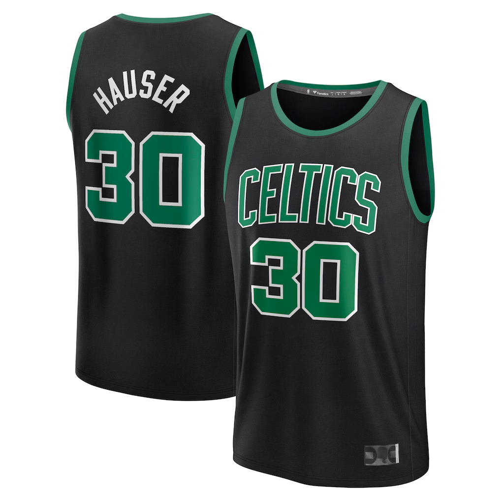 Jdoa B.Celtics #30 Sam Hauser Black Fast Break Replica Player Jerseys - Statement Edition