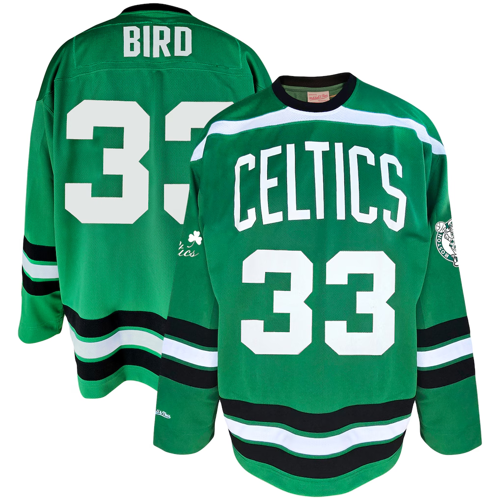 Jdoa B.Celtics #33 Larry Bird Mitchell & Ness Kelly Green Big & Tall Hockey Jerseys