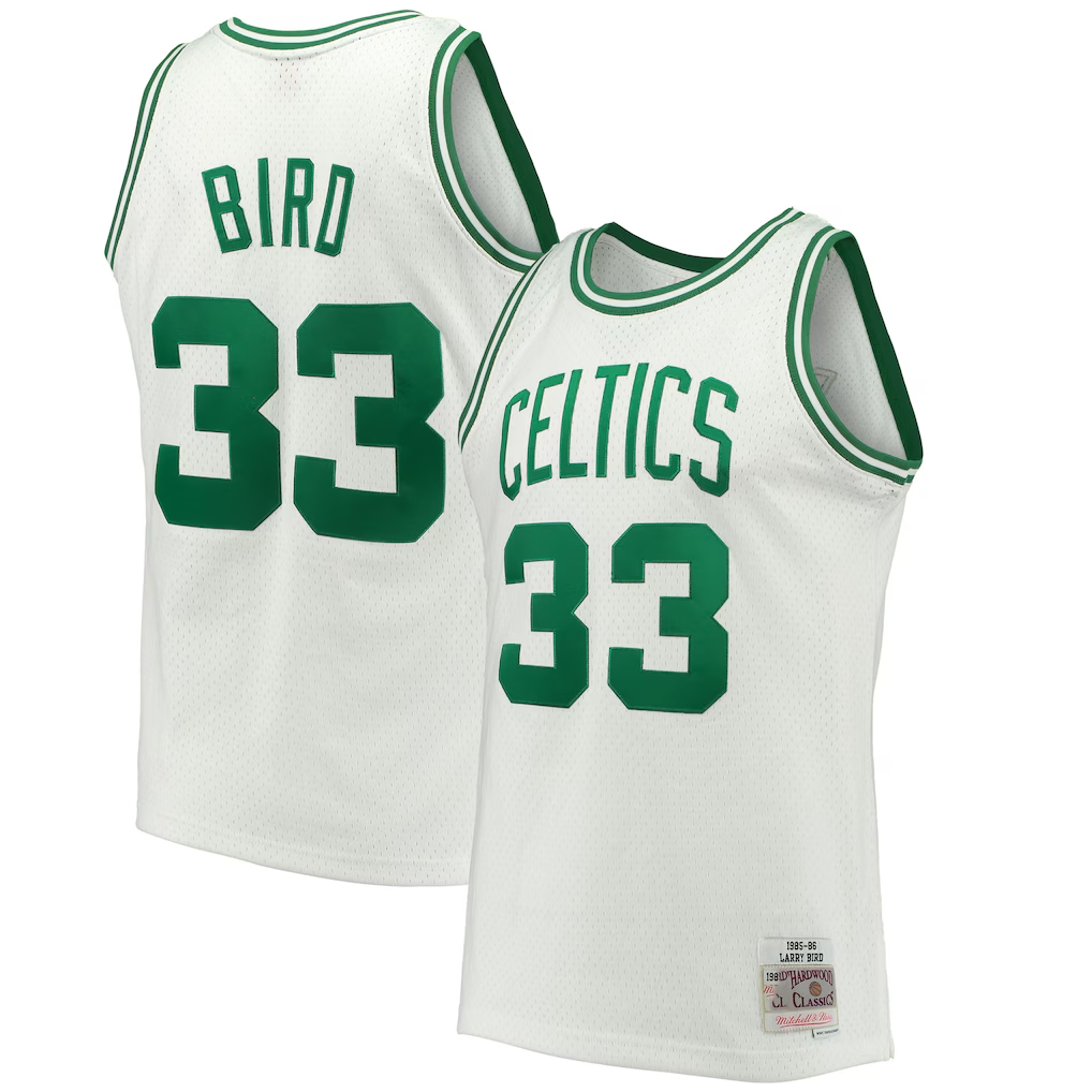 Xdoa B.Celtics #33 Larry Bird Mitchell & Ness White Hardwood Classics 198586 Swingman Jerseys