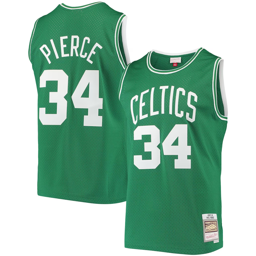 Xdoa B.Celtics #34 Paul Pierce Mitchell & Ness Kelly Green Hardwood Classics Swingman Jerseys
