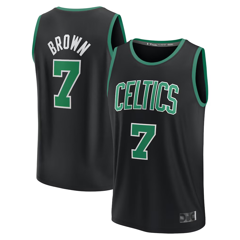 Jdoa B.Celtics #7 Jaylen Brown Black Fast Break Replica Player Jerseys - Statement Edition