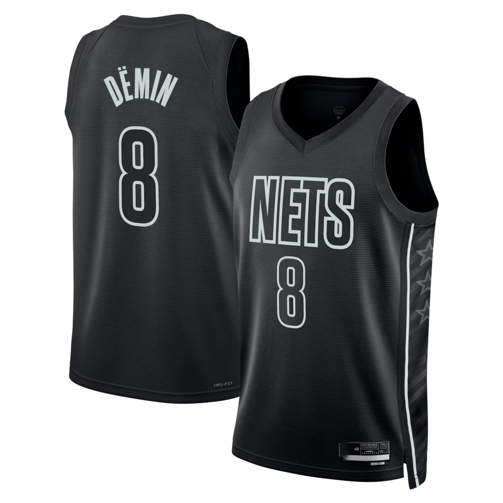 Xdoa B.Nets #8 Egor D?min  Black Swingman Jerseys - Statement Edition