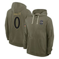 Jdoa B.Ravens #0 Roquan Smith Player Olive Salute to Service Hoodie Stitched Jerseys
