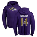 Jdoa B.Ravens #14 Kyle Hamilton Player Purple Salute to Service Pullover Hoodie Stitched Jerseys
