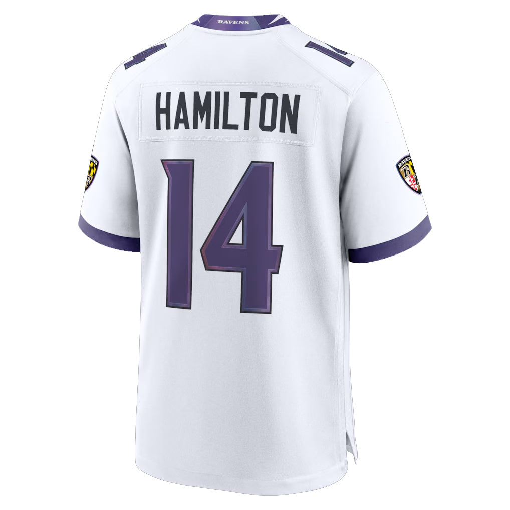 Jdoa B.Ravens #14 Kyle Hamilton Player White Home Game Stitched Jerseys