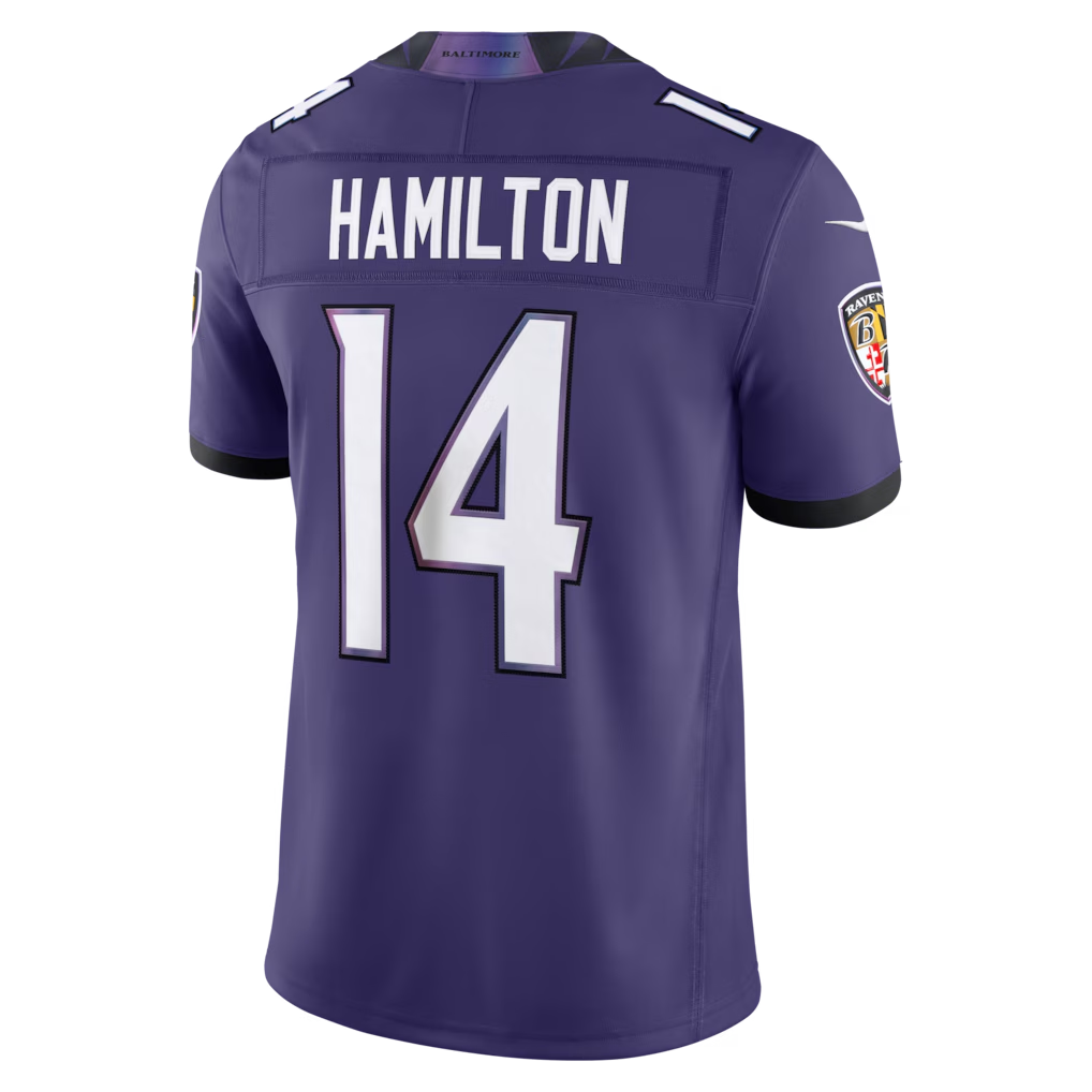Jdoa B.Ravens #14 Kyle Hamilton Purple Team Vapor F.U.S.E. Stitched Limited Jerseys