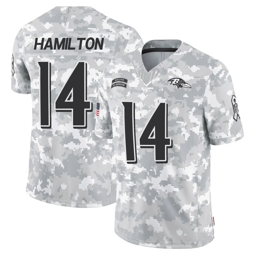 Jdoa B.Ravens #14 Kyle Hamilton Player Arctic Camo Salute to Service Limited Stitched Jerseys