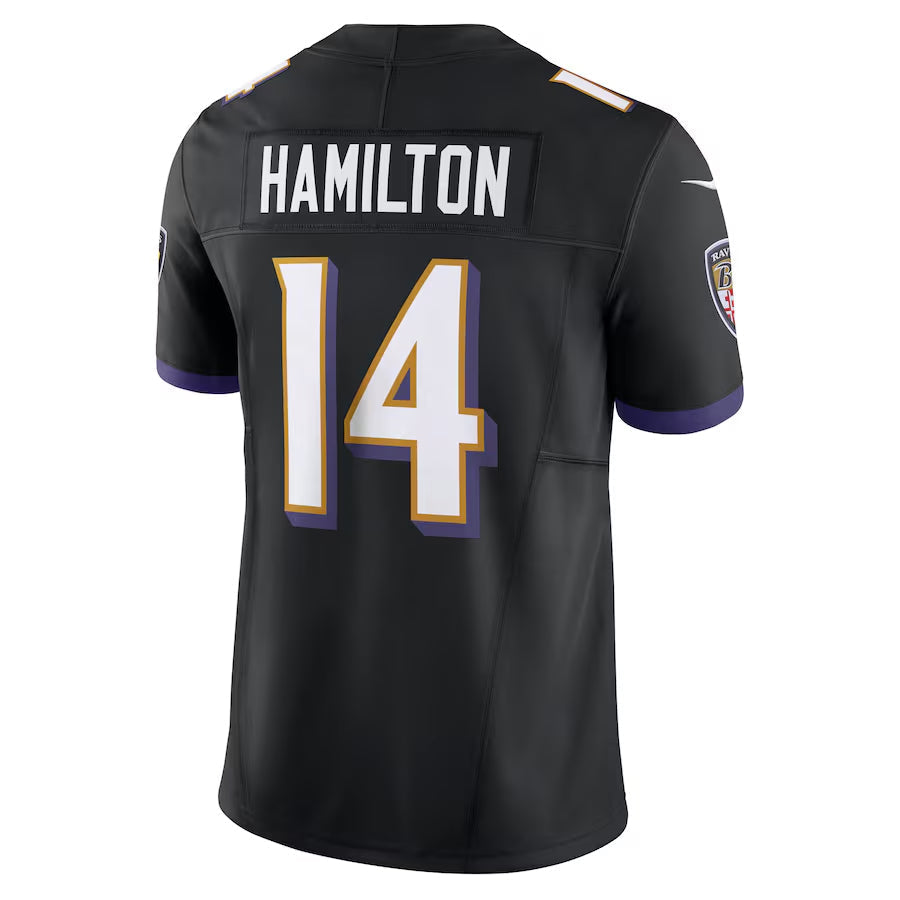 Jdoa B.Ravens #14 Kyle Hamilton Player Black Vapor F.U.S.E. Limited Stitched Jerseys