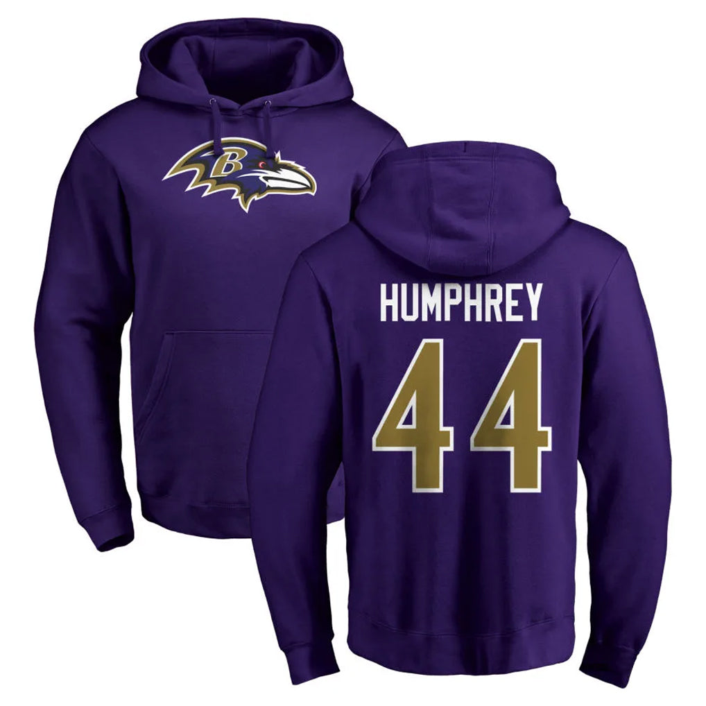 Jdoa B.Ravens #44 Marlon Humphrey Player Purple Salute to Service Pullover Hoodie Stitched Jerseys