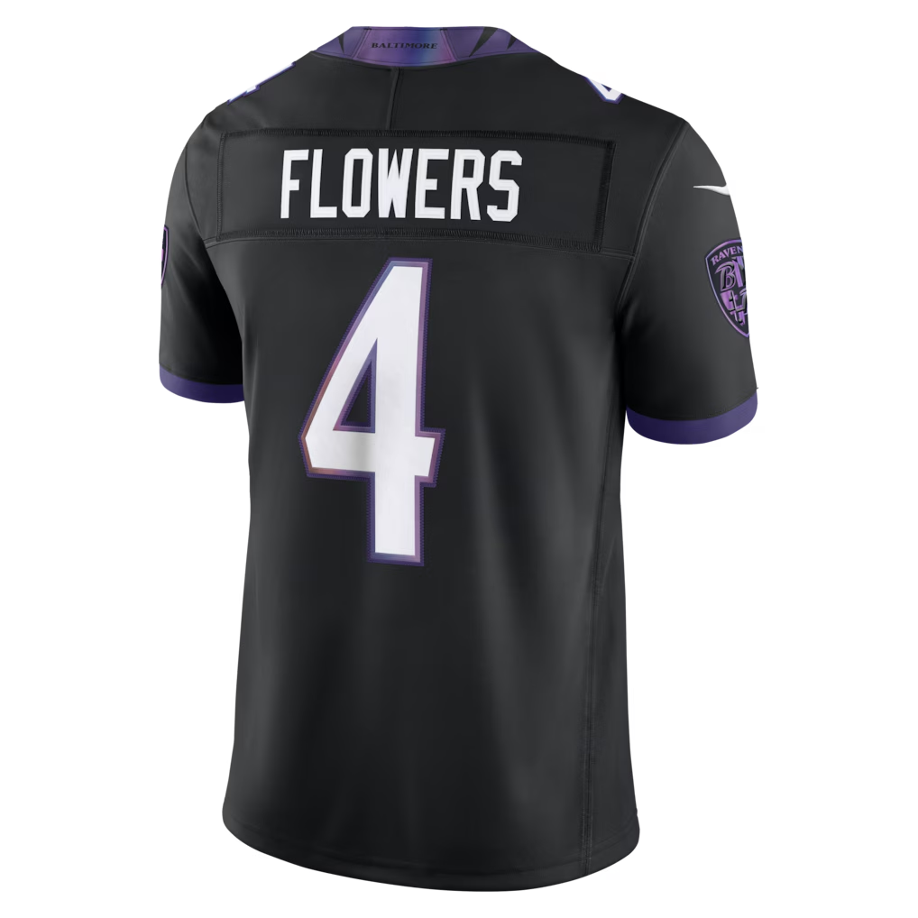 Jdoa B.Ravens #4 Zay Flowers Black Alternate Alternate Vapor F.U.S.E. Stitched Limited Jerseys