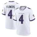 Jdoa B.Ravens #4 Zay Flowers Player White Home Game Stitched Jerseys