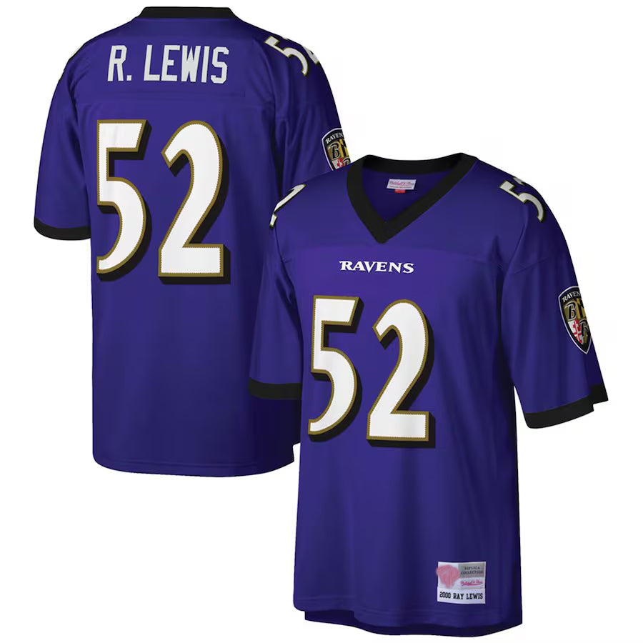 Jdoa B.Ravens B.Ravens #52 Ray Lewis Mitchell & Ness Big & Tall 2000 Retired Player Replica Stitched Jerseys - Purple