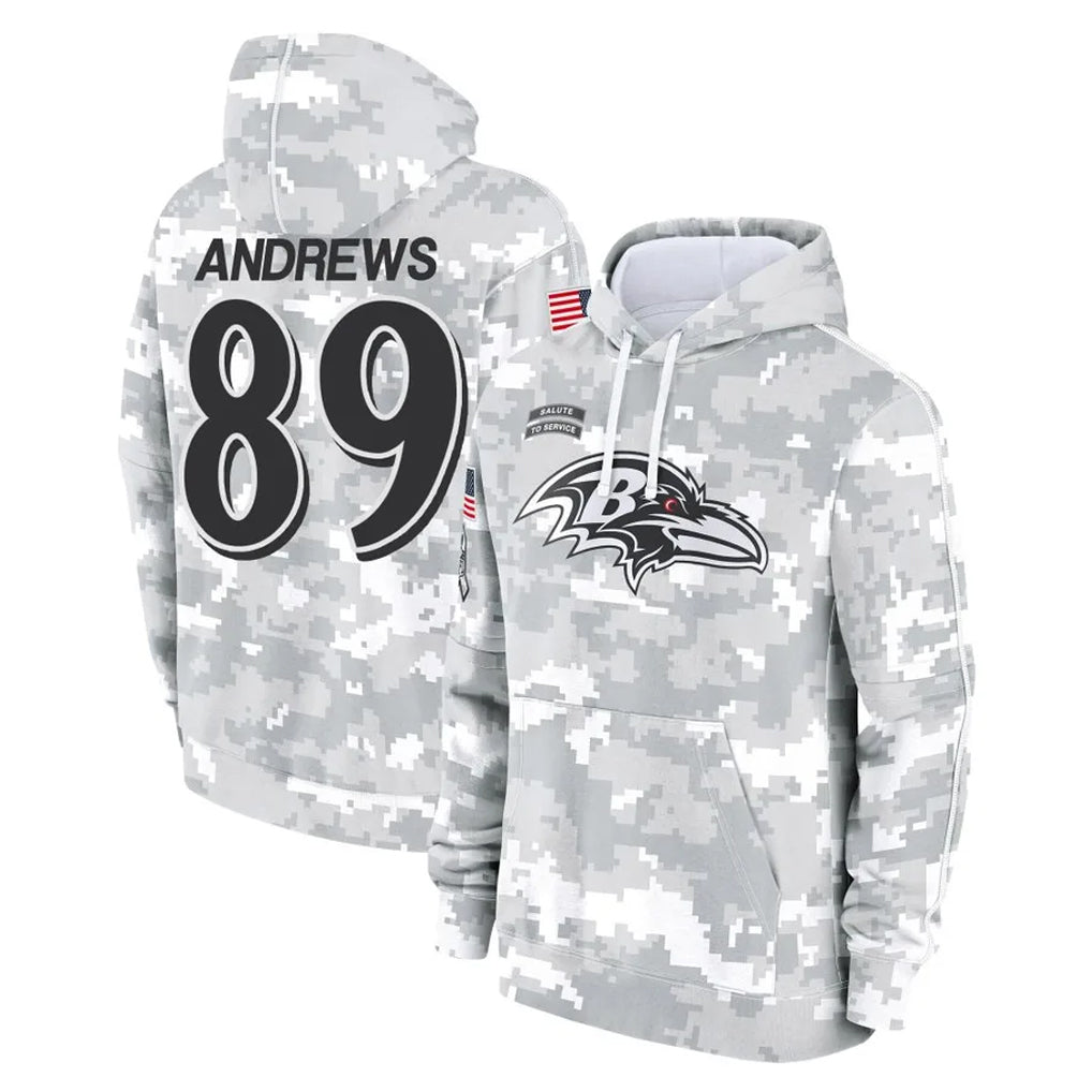 Jdoa B.Ravens #89 Mark Andrews Player Arctic Camo Salute To Service Hoodie Stitched Jerseys