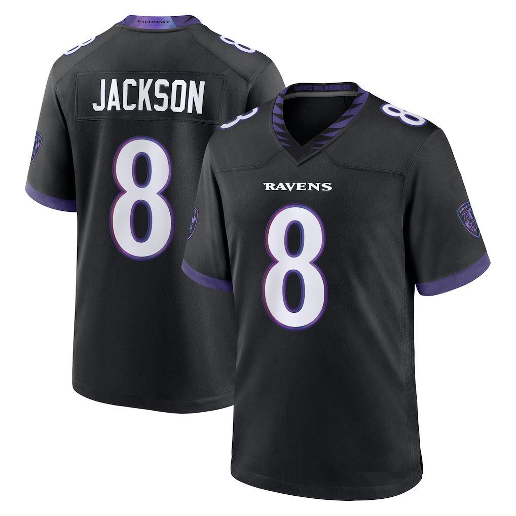 Jdoa B.Ravens #8 Lamar Jackson Player Black Home Game Stitched Jerseys