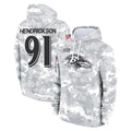 Jdoa B.Ravens #91 Trey Hendrickson Player Arctic Camo Salute To Service Hoodie Stitched Jerseys