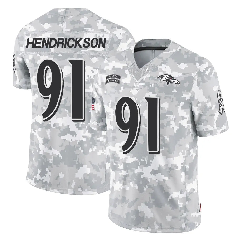 Jdoa B.Ravens #91 Trey Hendrickson Player Arctic Camo Salute to Service Limited Stitched Jerseys