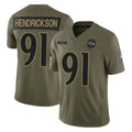Jdoa B.Ravens #91 Trey Hendrickson Player Olive Salute To Service Limited Home Game Stitched Jerseys