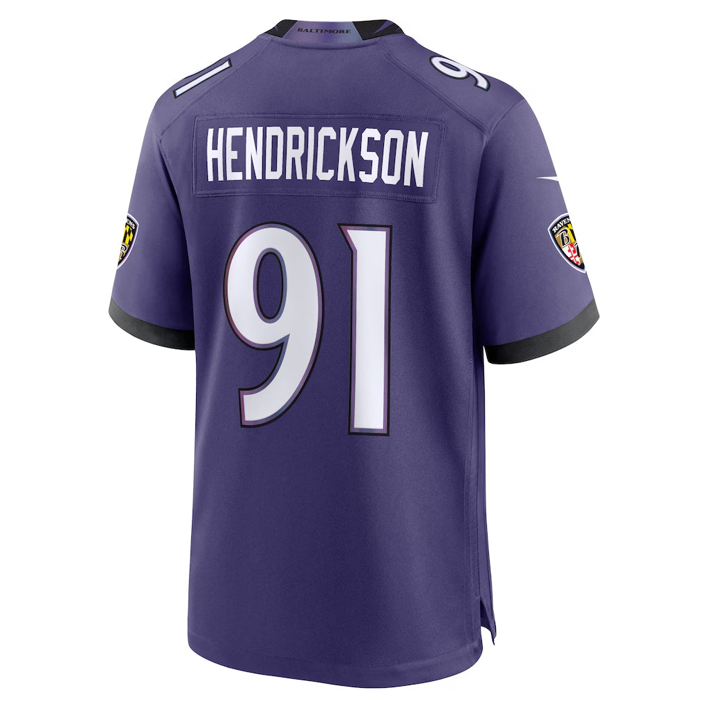 Jdoa B.Ravens #91 Trey Hendrickson Player Purple Home Game Stitched Jerseys