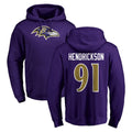 Jdoa B.Ravens #91 Trey Hendrickson Player Purple Salute to Service Pullover Hoodie Stitched Jerseys