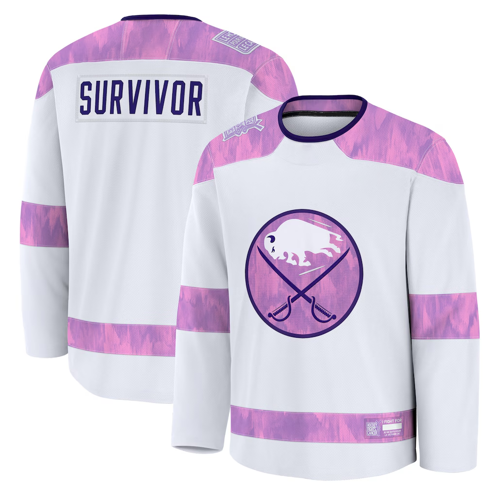 Jdoa B.Sabres White Hockey Fights Cancer Survivor Practice Stitched Jerseys