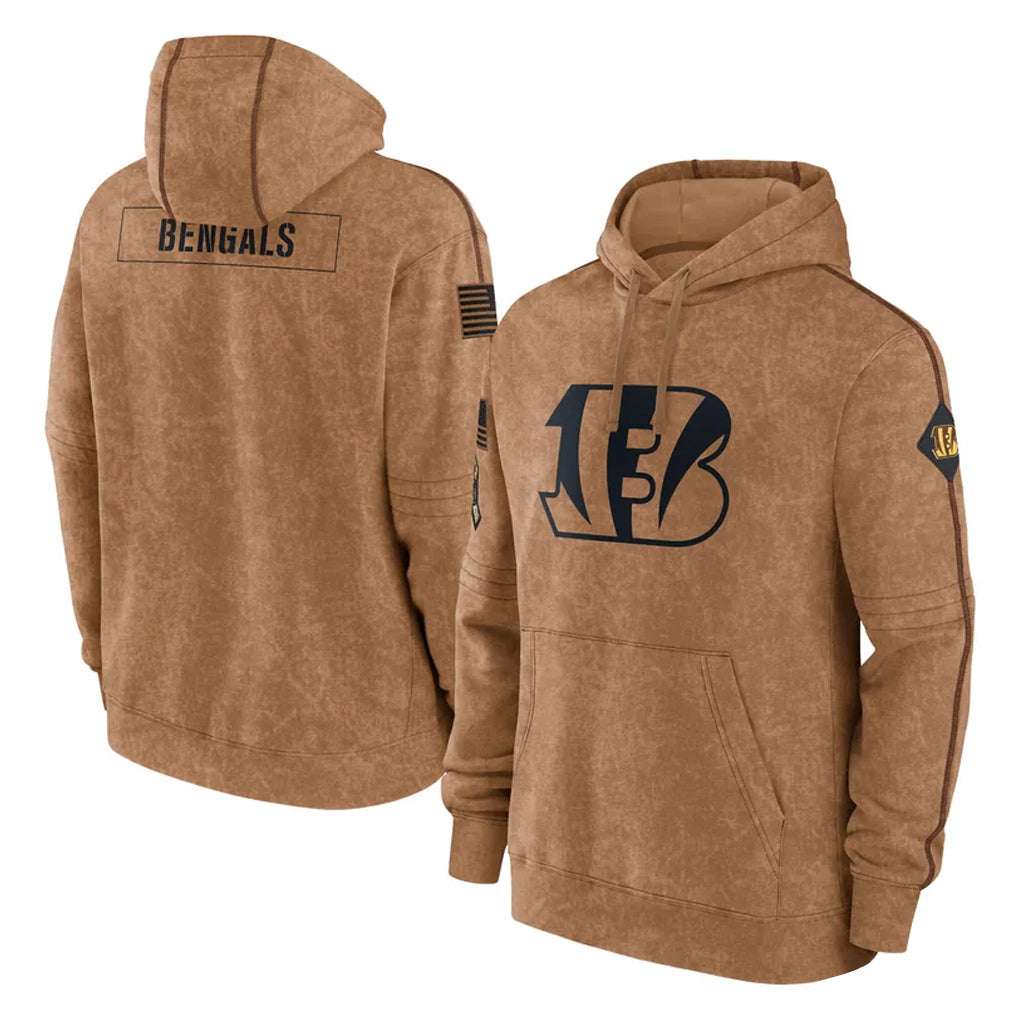 Jdoa C.Bengals Brown Salute to Service Pullover Hoodie Limited Blank Player Stitched Jerseys