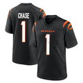 Jdoa C.Bengals #1 Ja'Marr Chase Player Black Home Game Stitched Jerseys