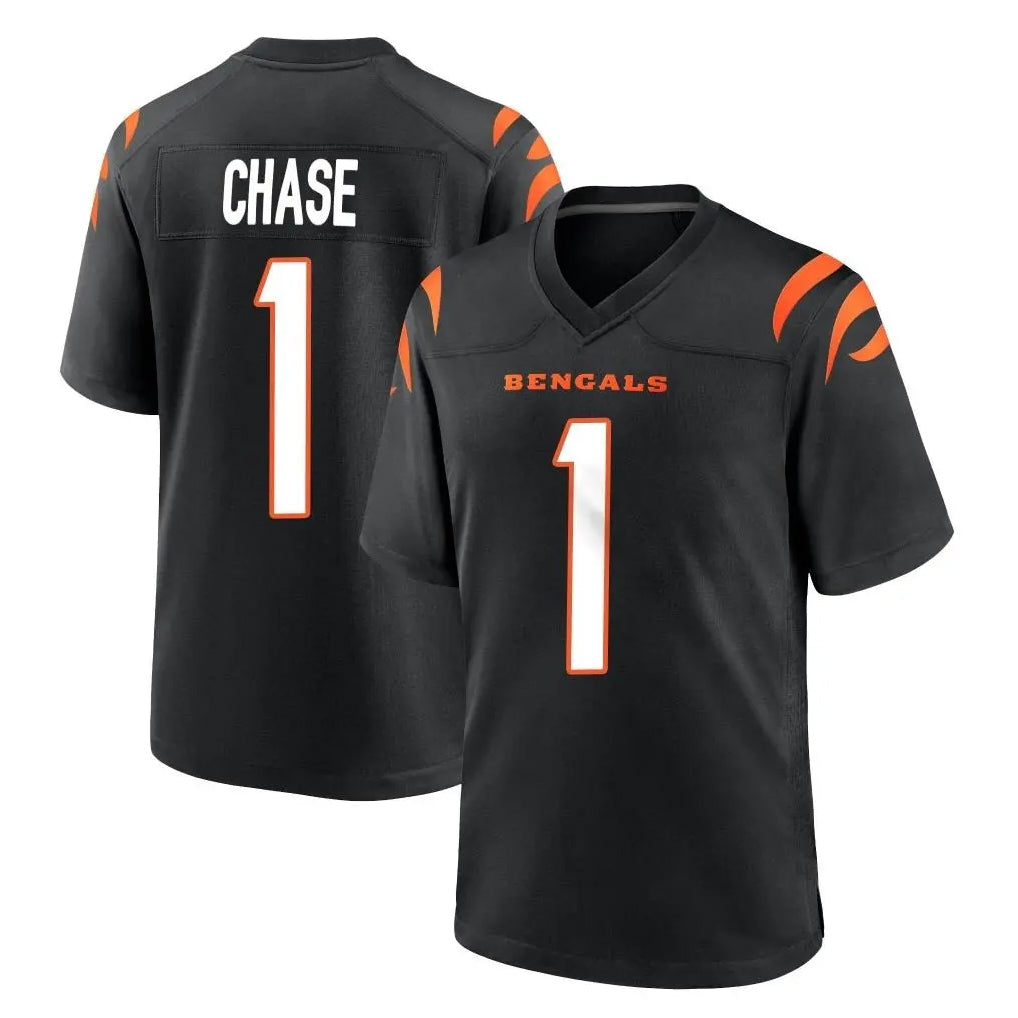 Jdoa C.Bengals #1 Ja'Marr Chase Player Black Home Game Stitched Jerseys