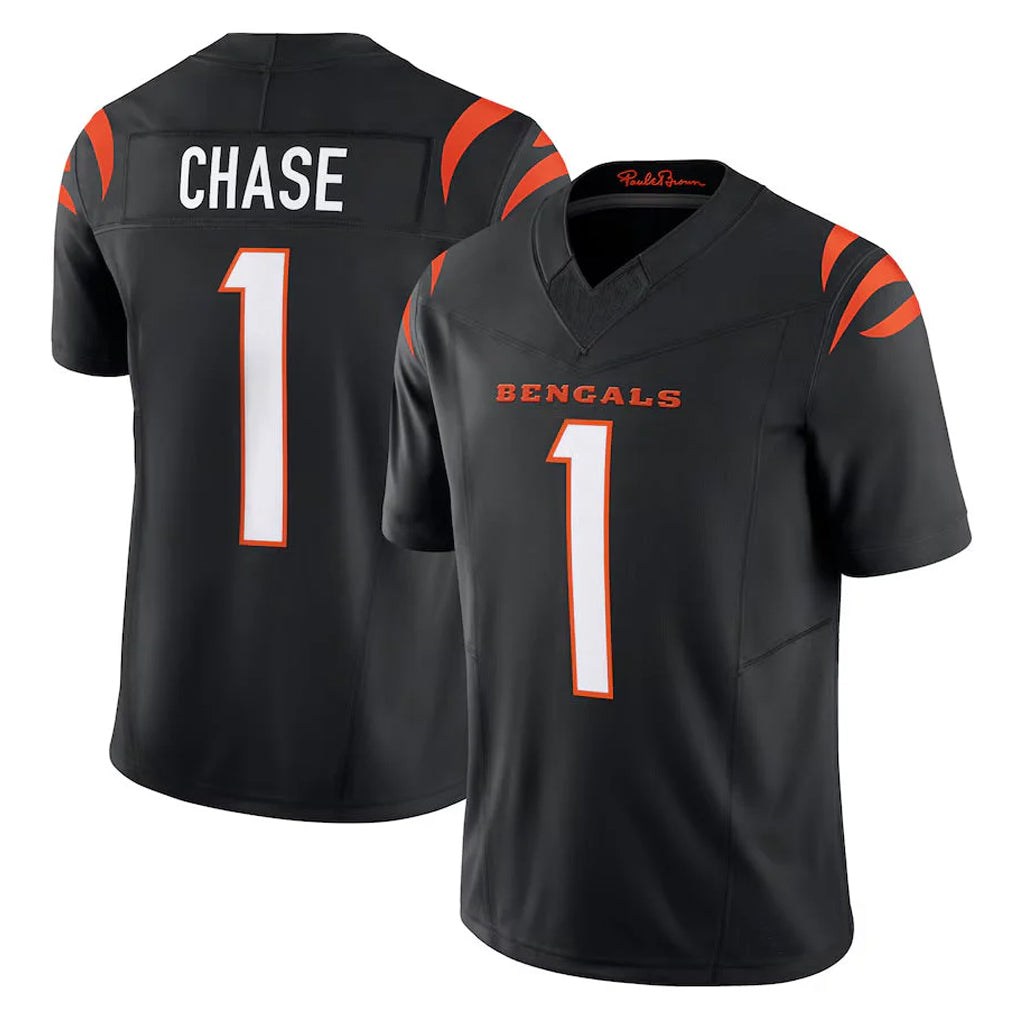 Jdoa C.Bengals #1 Ja'Marr Chase Player Black Vapor F.U.S.E. Limited Home Game Stitched Jerseys