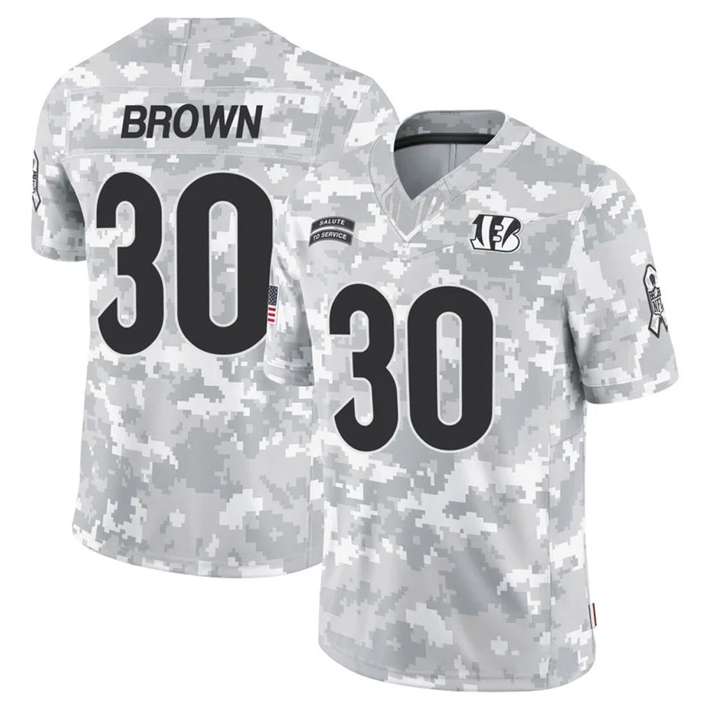 Jdoa C.Bengals #30 Chase Brown Player Arctic Camo Salute to Service Limited Stitched Jerseys