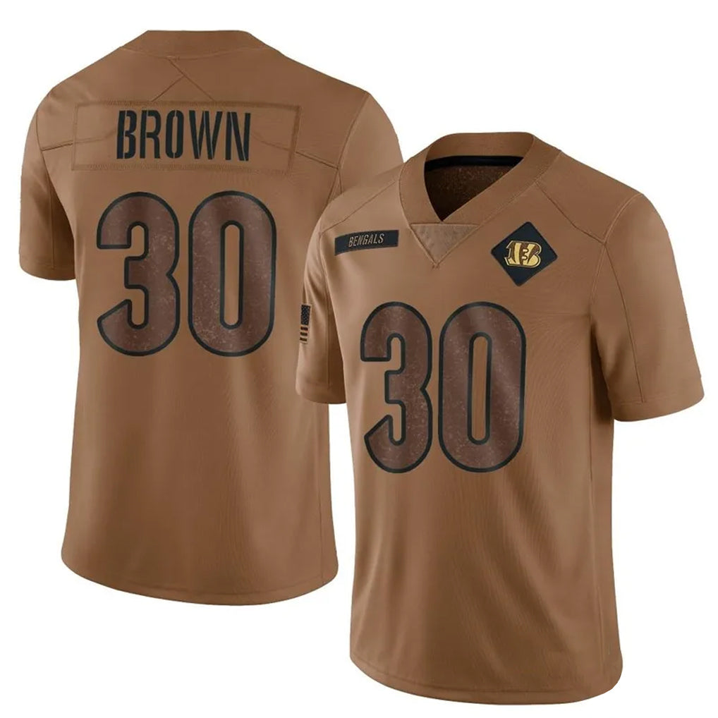 Jdoa C.Bengals #30 Chase Brown Player Brown Salute To Service Limited Stitched Jerseys