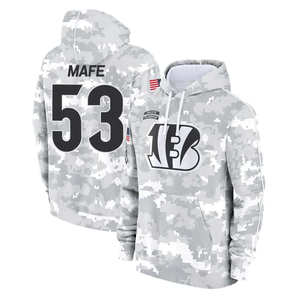 Jdoa C.Bengals #53 Boye Mafe Player Arctic Camo Salute to Service Pullover Hoodie Limited Stitched Jerseys