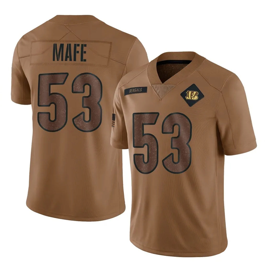 Jdoa C.Bengals #53 Boye Mafe Player Brown Salute to Service Limited Stitched Jerseys