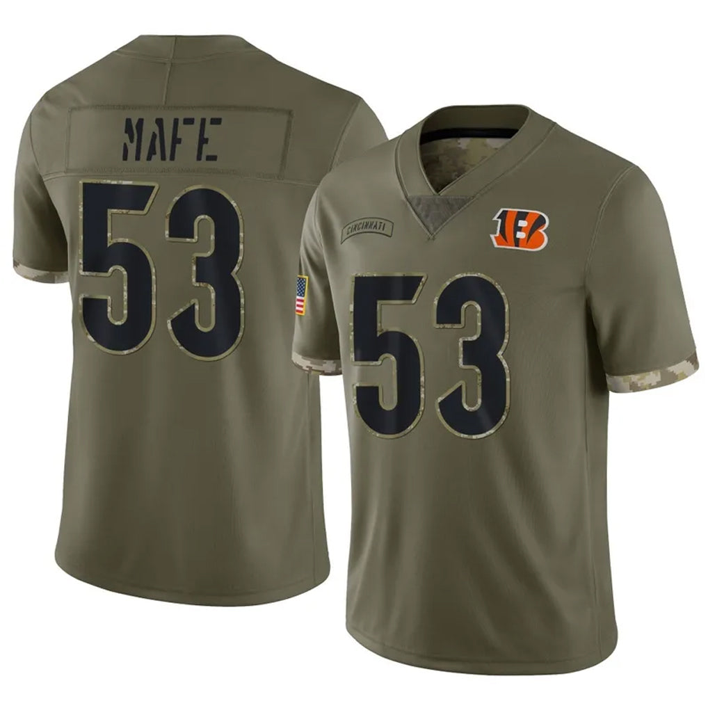 Jdoa C.Bengals #53 Boye Mafe Player Olive Salute to Service Limited Game Stitched Jerseys